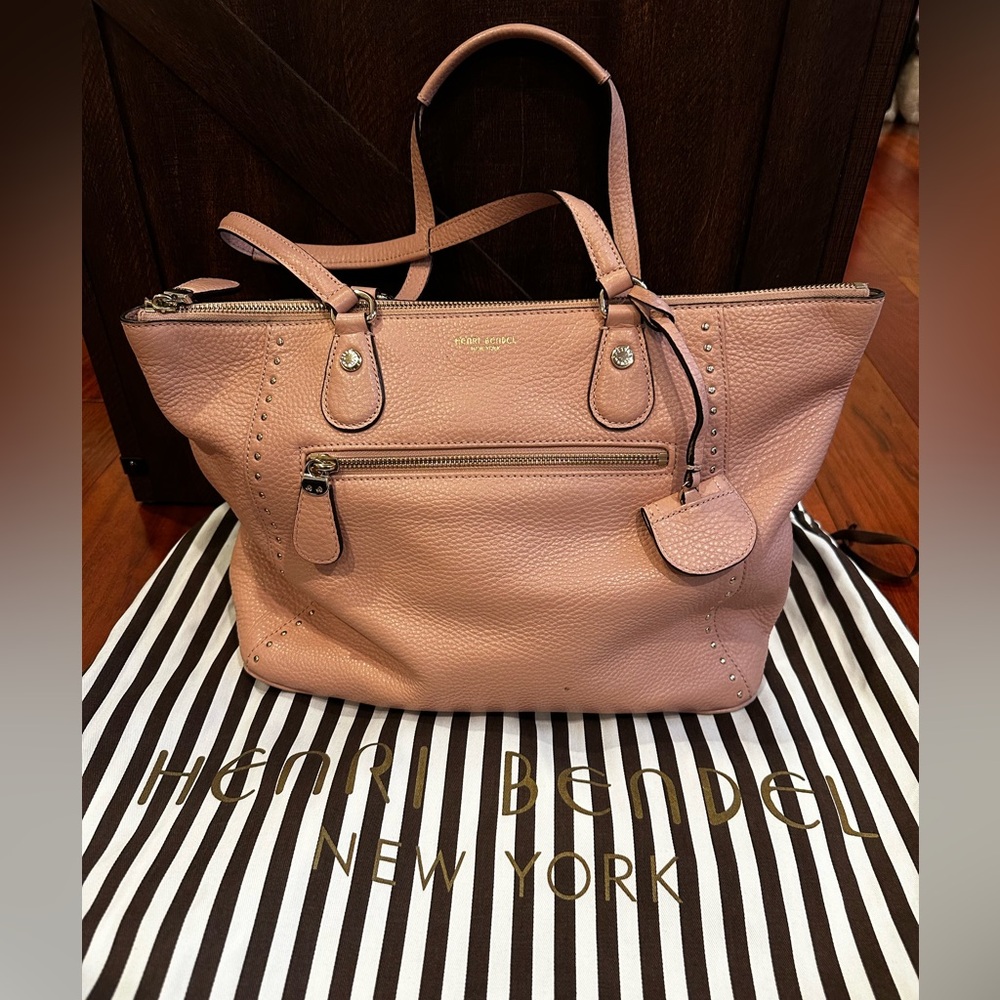 Henri Bendel Pink & Gold Studded Shoulder Bag